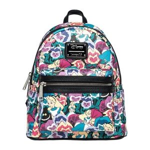 BNWT Loungefly Alice In Wonderland Character Print Backpack Flowers